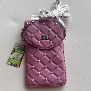 Badgley Mischka purple Quilted Phone holder
